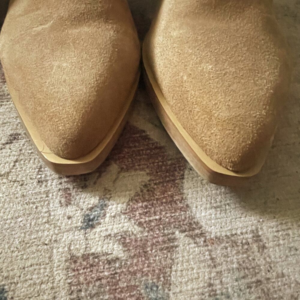 Steve Madden Taos Slouch Suede Western Boot Tan Brown Pull On Block Heel Size 10 - Picture 6 of 10